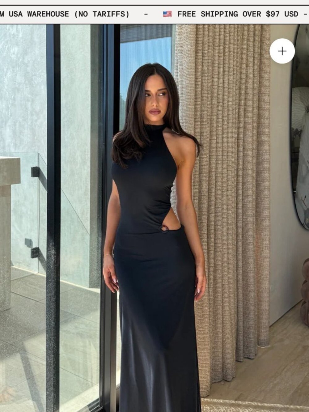 Sasha Therese Black Side Cutout Maxi Dress